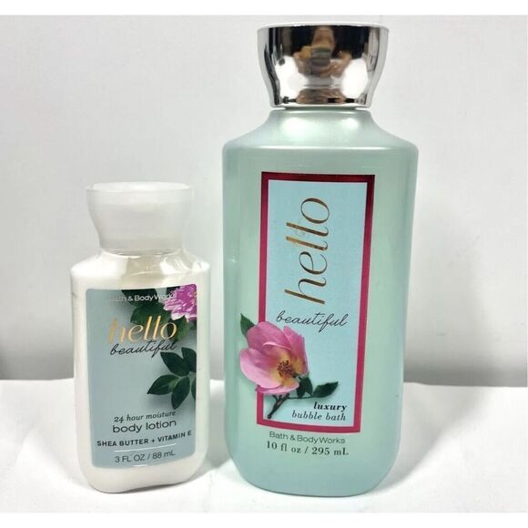 Bath & Body Works Hello Beautiful Luxury Bubble Bath 10 oz & Lotion 3oz New HTF - Picture 1 of 2